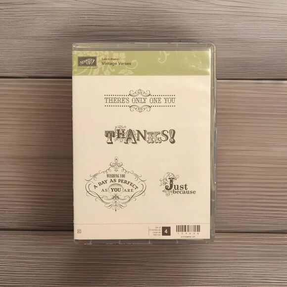 Stampin Up! Sale-A-Bration Vintage Verses Set of 4 Rubber Cling Stamps Thanks - Picture 1 of 2